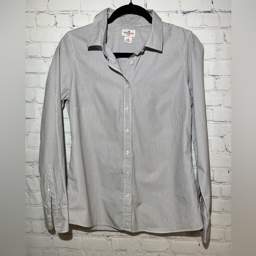 J.Crew Haberdashery size medium white with black stripes button up